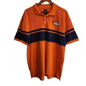 Denver Broncos NFL Shirt Mens XL Polo Football Short Sleeve Orange Blue